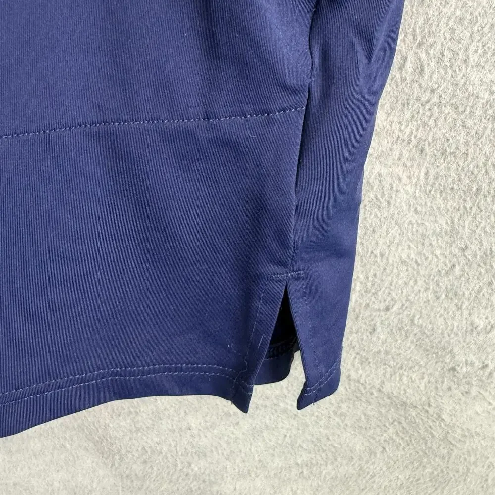 Lands End Women's MP 1/4 Zip Rash Guard Tunic Length Swim Top Navy Blue Pockets